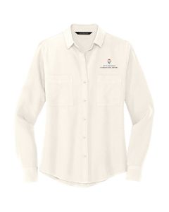 MERCER+METTLE Women's Stretch Crepe Long Sleeve Camp Blouse